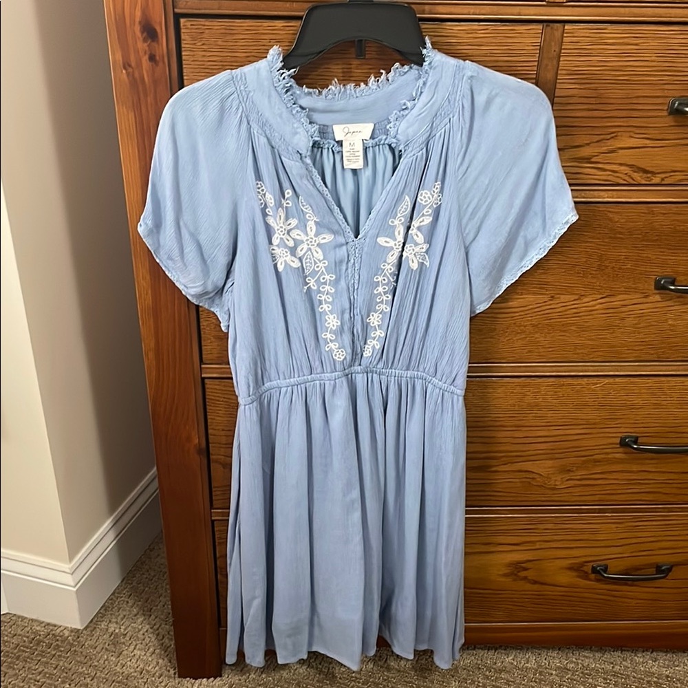 Light Blue Embroidered Dress